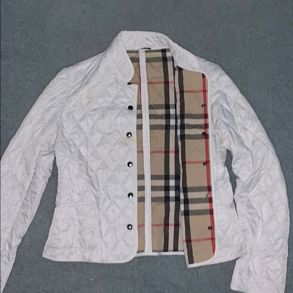 Burberry White thin puff coat M/L
